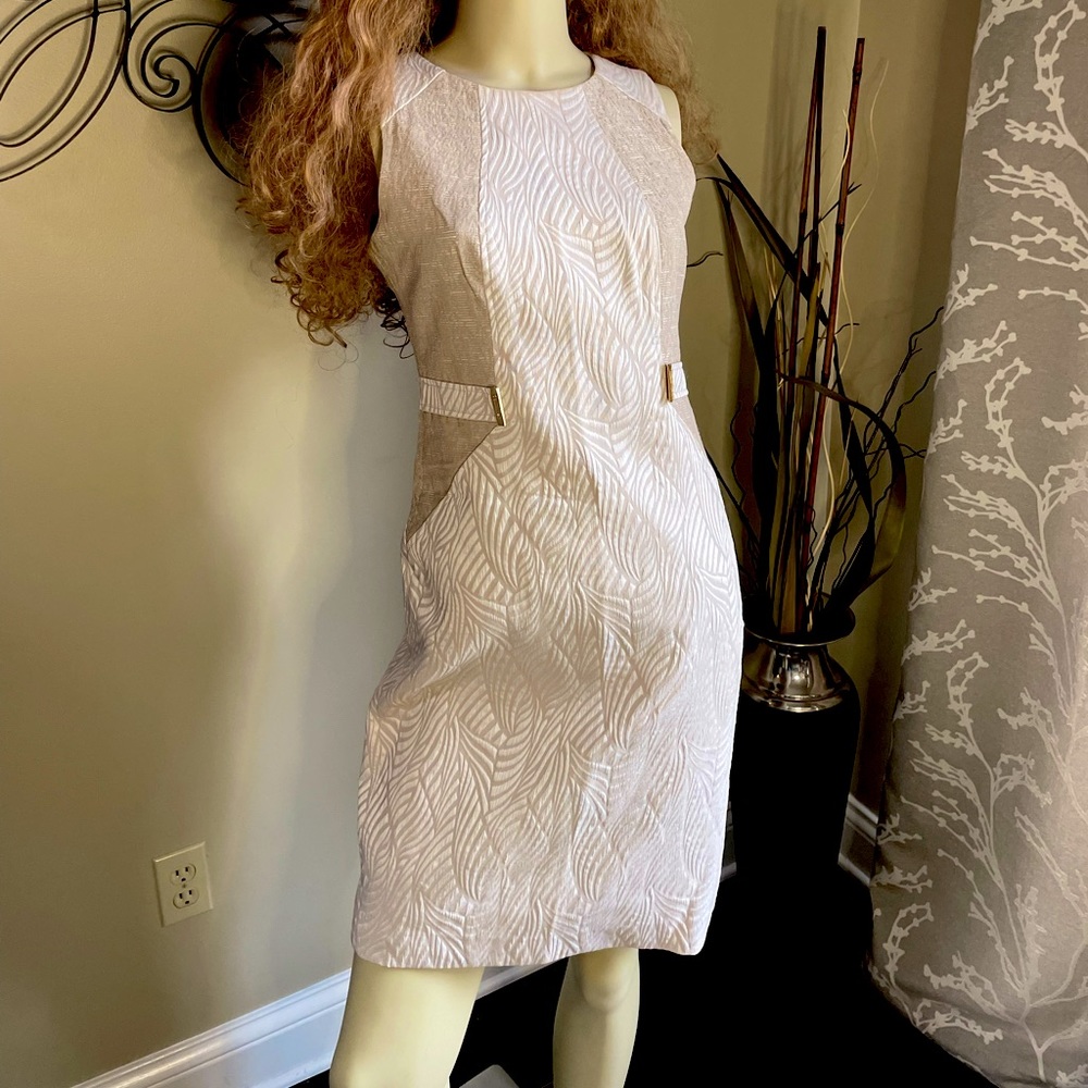 Calvin Kline Size 4 Exotic Print Fitted Dress